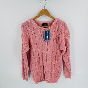 Vintage Hunters Run Henley Sweater Chunky Knit Size M Cottage Coastal Granny